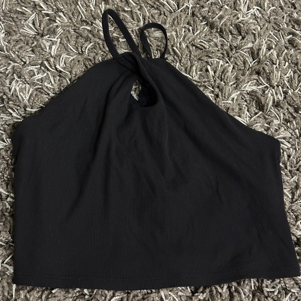 Outdoor Voices Black Halter Workout Top